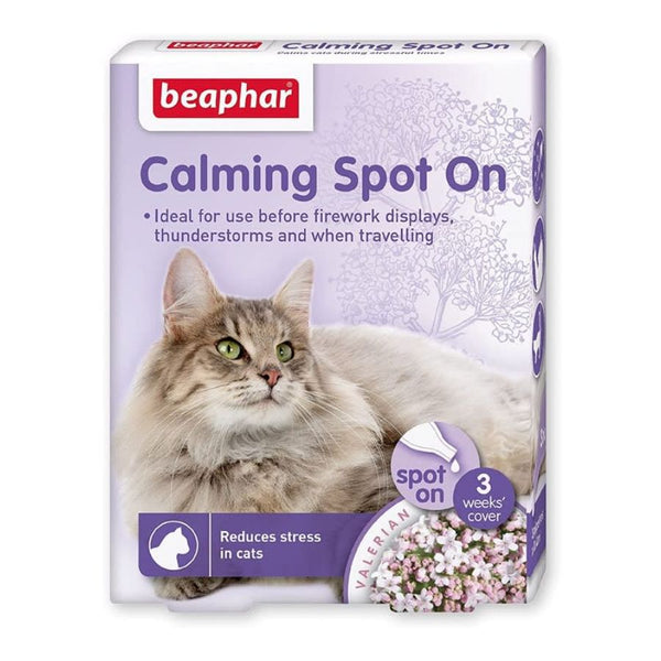 Beaphar Calming Spot On Pipeta Calmante para Gatos con valeriana, reduce estrés y ansiedad por una semana. Fácil aplicación y efecto en 1 hora.