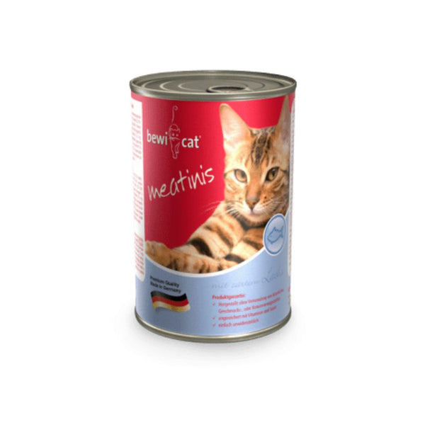 Bewicat Lata Salmón 400gr, comida húmeda con 68% de carne, sin aditivos artificiales. Alta palatabilidad y perfecta para dietas mixtas.