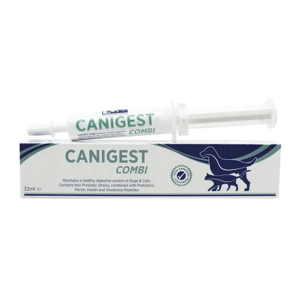 Canigest Combi Probiótico 16ml para perros y gatos ayuda a estabilizar la flora intestinal. Con probióticos, pectina y caolín. Ideal para soporte digestivo.