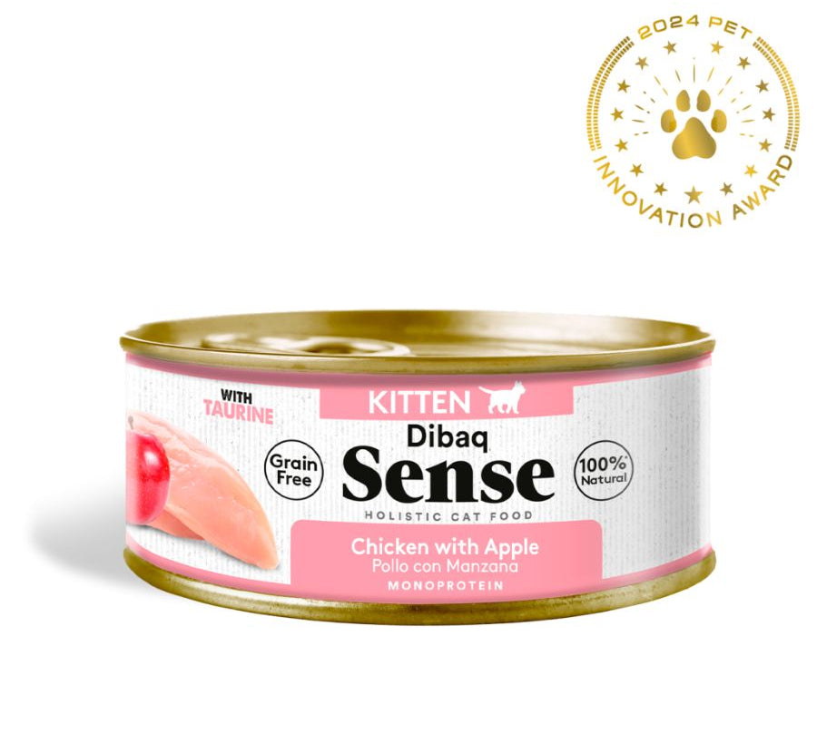 Alimento Húmedo Gatito Dibaq Sense Pollo y Manzana. sin cereales, con pollo y manzana natural, ideal para el crecimiento saludable de tu gatito. 12 unidades. Bpets