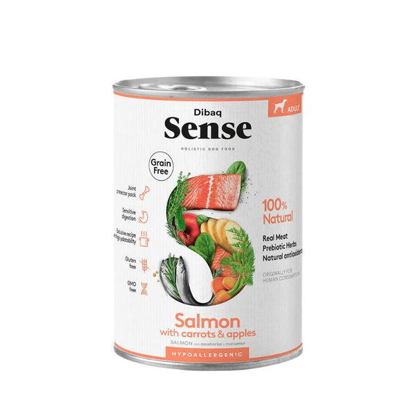 Dibaq Sense Alimento Húmedo Salmón Lata: Nutrición hipoalergénica para perros. ¡Sabores naturales para su bienestar!