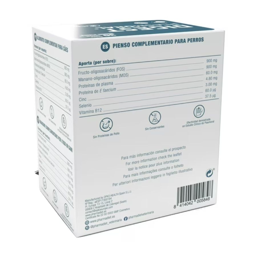 Digest Plasmoral Razas Grandes y Gigantes, suplemento sin cereales ni lactosa que mejora la salud intestinal e inmunitaria de tu perro.