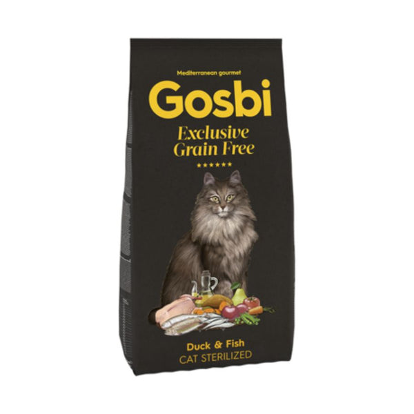 Gosbi Exclusive Grain Free Duck & Fish Cat Sterilized 2 Kg alimento sin cereales para gatos esterilizados, alto en proteínas y con fórmula ProcatVital. B-Pets