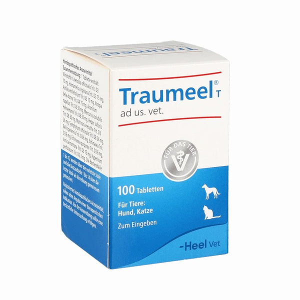 Heel Traumeel 100 Comprimidos, tratamiento homeopático para mascotas que alivia inflamaciones, dolores y promueve la reparación de tejidos.