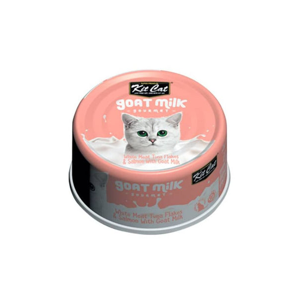 Kit Cat Goat Milk Gourmet Atún & Salmón combina proteínas de calidad con leche de cabra, prebióticos y taurina. Ideal para gatos sensibles.