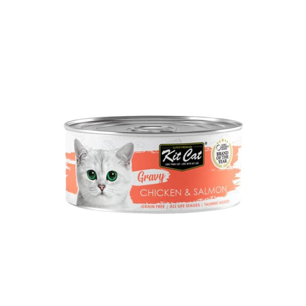 Kit Cat Gravy Series Pollo & Salmón: Deliciosa comida húmeda para gatos. Enriquecida con nutrientes, promueve la hidratación y la salud.