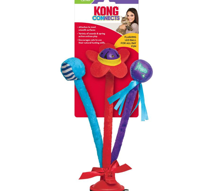 Kong Connects Bat'N Spring: Juguete adaptable con luz LED, hierba gatera y diversión crujiente para gatos. 🐱🎉