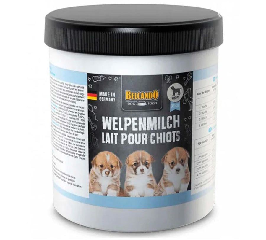 Leche Para Cachorros Belcando 0,5 kg, fórmula digestiva y fortificante con β-glucanos, ideal para crías sin madre o camadas grandes.