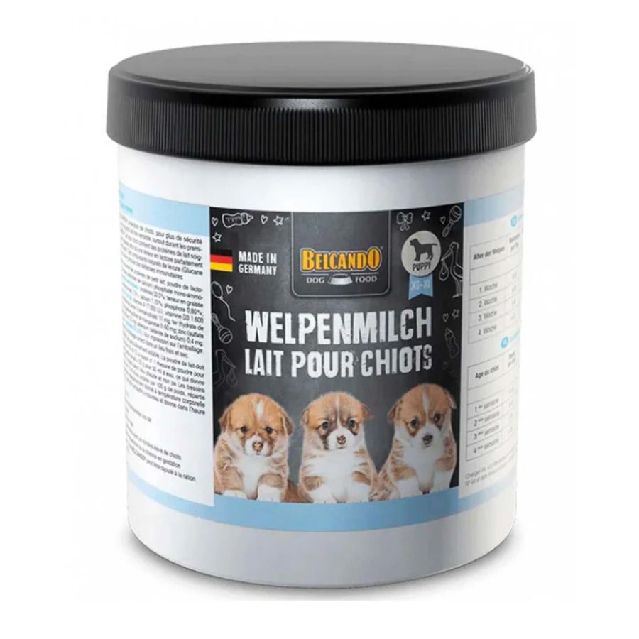 Leche Para Cachorros Belcando 0,5 kg, fórmula digestiva y fortificante con β-glucanos, ideal para crías sin madre o camadas grandes.