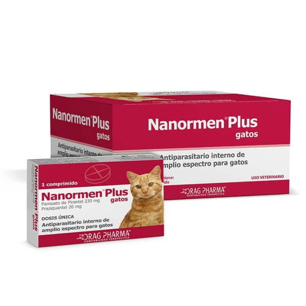 Nanormen Plus Antiparasitario para Gatos, controla nematodos y tenias con fórmula efectiva en comprimido oral. Fácil y seguro de administrar. B-Pets