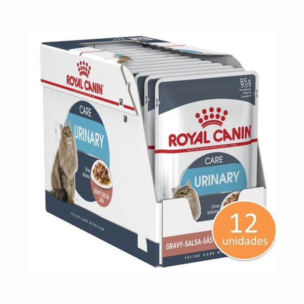 Pack 12x Royal Canin Gato Urinary Care Pouch 85g, alimento húmedo que promueve un tracto urinario saludable. Textura en salsa, alta palatabilidad y eficacia comprobada.