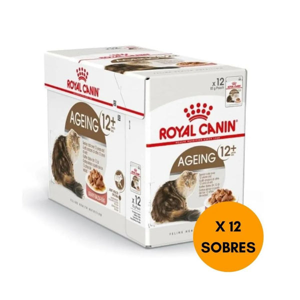 Pack 12x Royal Canin Feline Ageing 12+ Húmedo: Alimento húmedo para gatos mayores de 12 años, con EPA/DHA para salud articular y fósforo adaptado para la función renal. Nutrición completa y equilibrada.