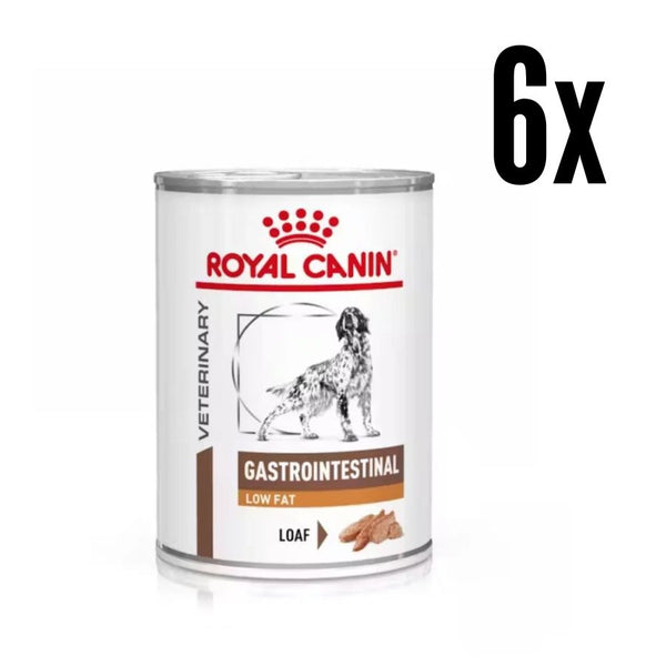 Pack 6x Royal Canin Gastrointestinal Low Fat 420Gr, soporte digestivo especializado para perros con sensibilidad intestinal. Bajo en grasa y altamente digestible.