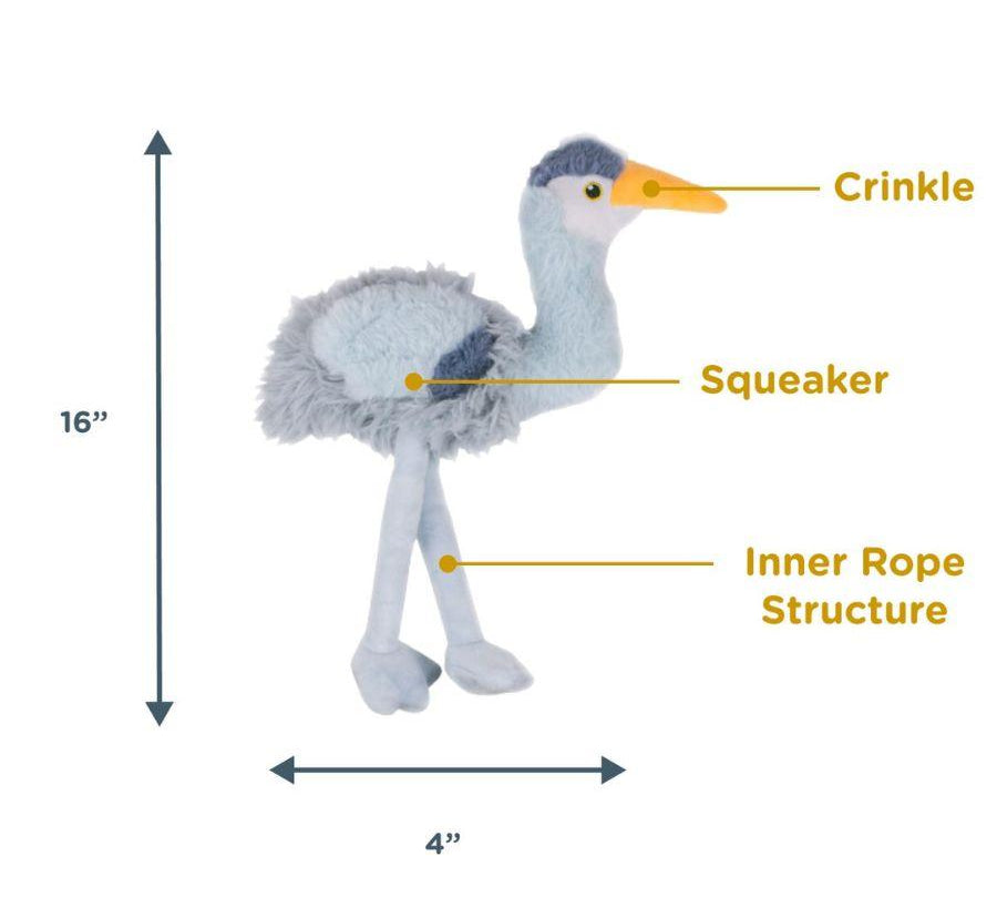 Peluche Garza con Sonido 🦢, duradero y divertido, con crinkle y squeaker para mantener a tu perro estimulado y feliz.
