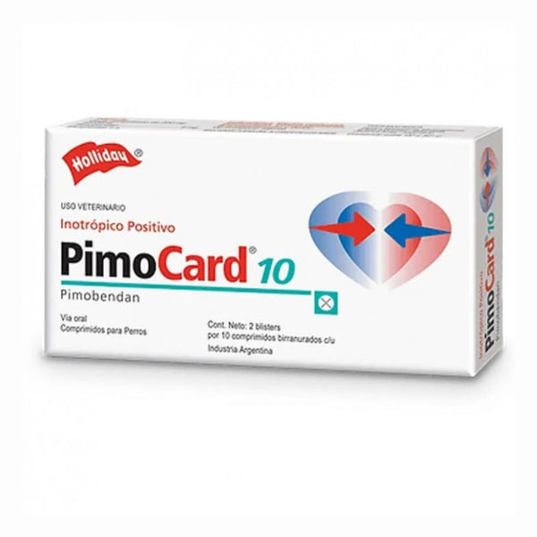 Pimocard Pimobendan 10 mg para perros con insuficiencia cardíaca. Mejora la función cardíaca y reduce el estrés cardiovascular con efecto seguro y eficaz.