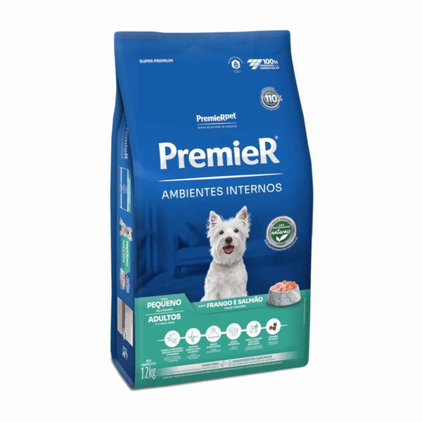 PremieR Ambientes Internos Perro Raza Pequeña Pollo y Salmón 🐶🍣, alimento Super Premium con proteínas nobles y digestión mejorada. Menor olor y volumen de heces.