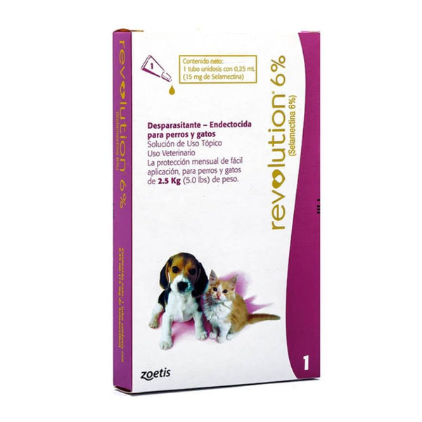 Revolution Plus 6% para Perros y Gatos ofrece protección completa contra pulgas, garrapatas y parásitos internos. Aplicación mensual fácil y segura.