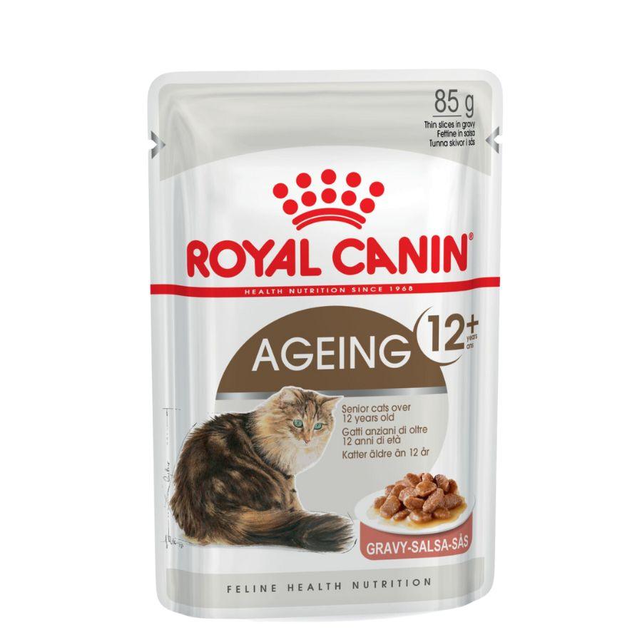 Royal Canin Feline Ageing 12+ Húmedo: Alimento húmedo para gatos mayores de 12 años, con EPA/DHA para salud articular y fósforo adaptado para la función renal. Nutrición completa y equilibrada.