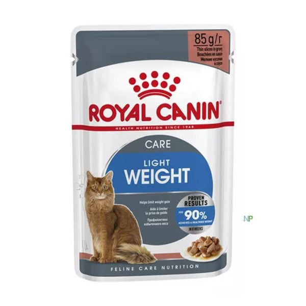Royal Canin Pouch Light Weight Care alimento húmedo bajo en calorías para gatos adultos. Favorece el control de peso y mejora la hidratación.
