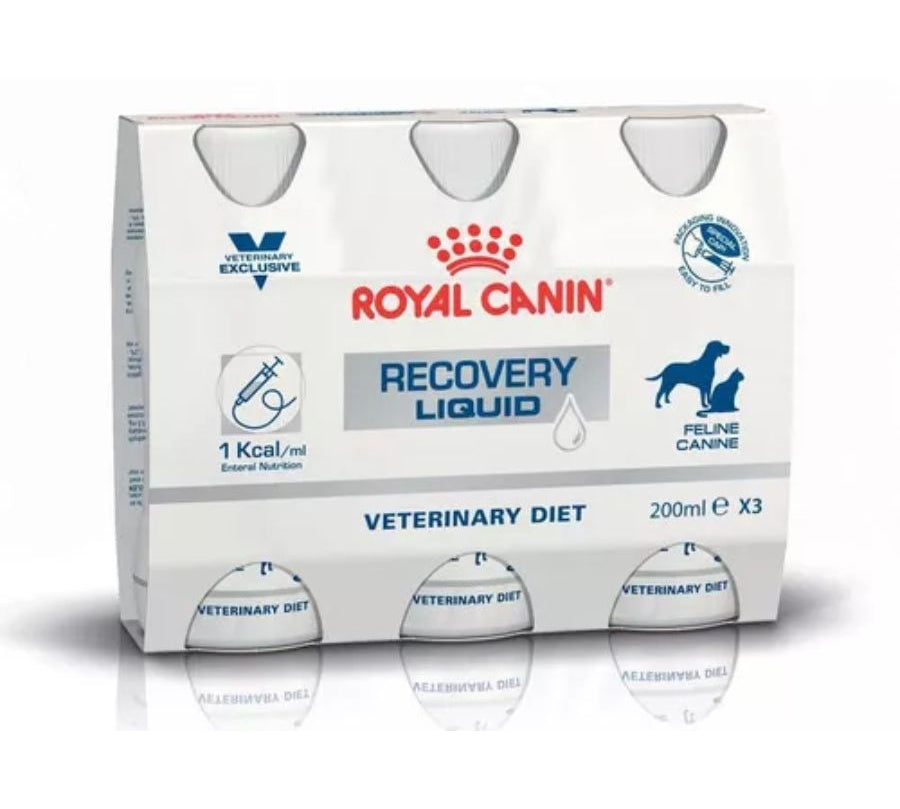 Royal Canin Recovery Liquid es una dieta líquida completa y altamente digestible para perros y gatos en recuperación. Con alta proteína y energía adaptada.