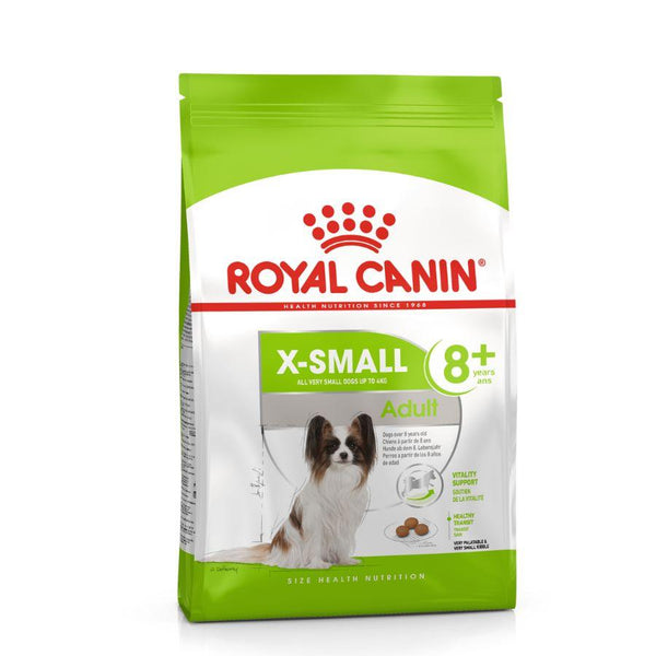 Royal Canin X-Small Adulto 8+ 1KG: Alimento para perros de razas muy pequeñas mayores de 8 años. Favorece la vitalidad, salud digestiva y urinaria. Croquetas adaptadas para mandíbulas pequeñas.