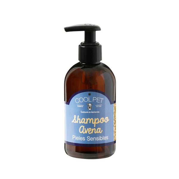 Shampoo de Avena para Mascotas con Pieles Sensibles Cool Pet: calma la irritación y aporta brillo al pelaje. Ideal para perros, gatos y animales exóticos.