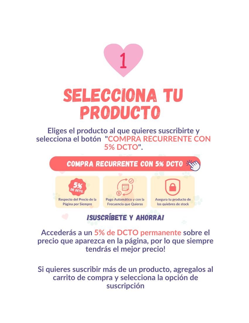 relajate y disfruta de una experiencia de compra facil y sencilla, suscribete y recibe los productos para tu mascota en la comodidad de tu hogar.