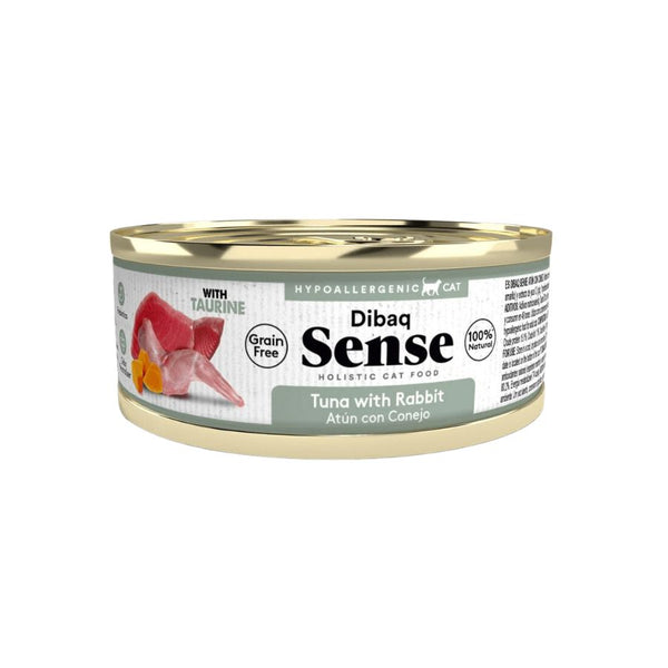 Alimento Húmedo Gato Adulto Dibaq Sense Atún & Conejo: Alimento hipoalergénico y natural para gatos adultos. Con prebióticos, extracto de yuca y taurina para una salud óptima. ¡Cuida a tu gato con lo mejor!
