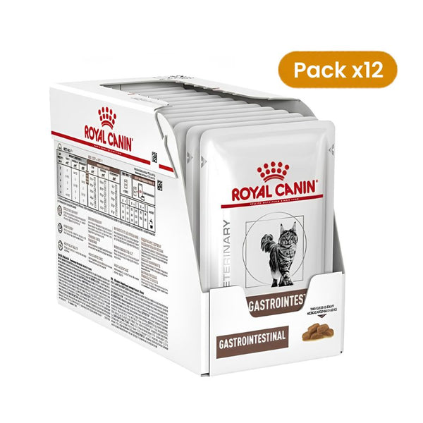Comprar Pack 12x Royal Canin Gastrointestinal Felino Pouch alimento húmedo dietético para gatos con digestión sensible, alta energía y palatabilidad.