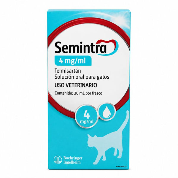 Lateral de Semintra 4 mg/ml con la composición, telmisartán 4 mg/mL, conservación y código de barras