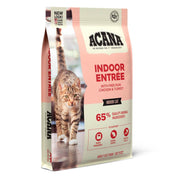 Acana Cat Indoor Entree 4,5kg, con 65% de ingredientes animales, ayuda al control de peso, bolas de pelo y digestión en gatos indoor.