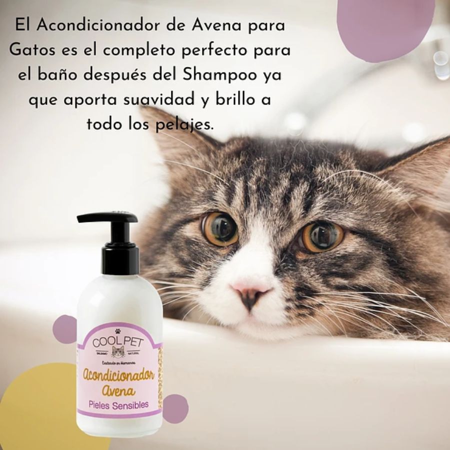 Acondicionador de Avena Gatos CoolPet con fórmula natural para piel sensible. Hidrata, alivia irritación y deja el pelaje suave y brillante.
