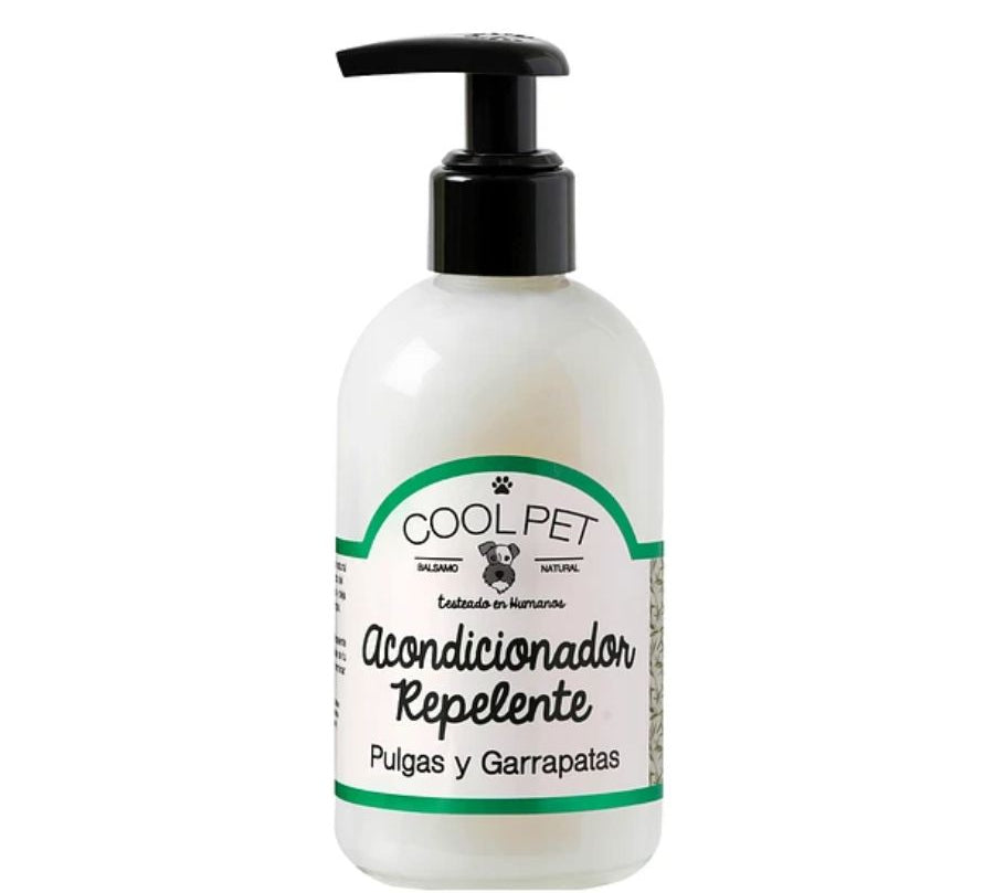 Acondicionador Repelente CoolPet con avena y Tea Tree, desenreda, protege contra pulgas y calma la piel. Ideal tras el shampoo repelente.