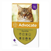 Advocate Pipeta Gatos 4–8 kg antiparasitario de amplio espectro que protege contra pulgas, ácaros, gusanos intestinales y previene el gusano del corazón.