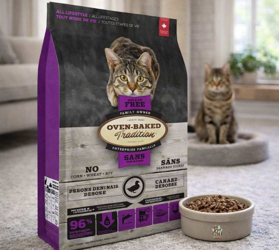 Oven-Baked Grain Free Pato: Alimento premium sin granos para gatos de todas las edades, con pato fresco y croquetas densas.
