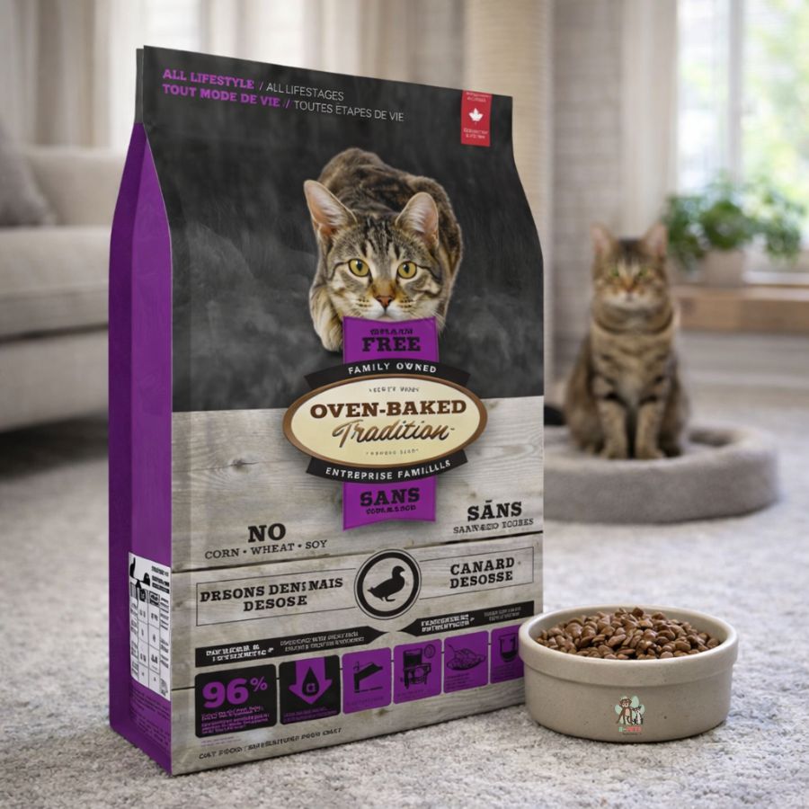Oven-Baked Grain Free Pato: Alimento premium sin granos para gatos de todas las edades, con pato fresco y croquetas densas.
