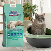America Litter Quick Clumping 20Kg, arena para gatos con aglutinación rápida y sin aroma, ideal para una limpieza fácil y duradera.