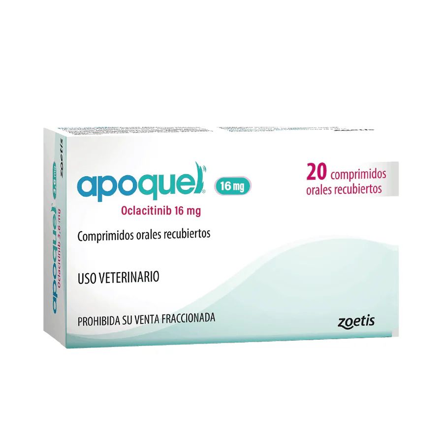 Apoquel 16 mg alivia el prurito en perros con rapidez y seguridad. Ideal para dermatitis alérgicas y atópicas, con acción específica y comprimidos masticables.