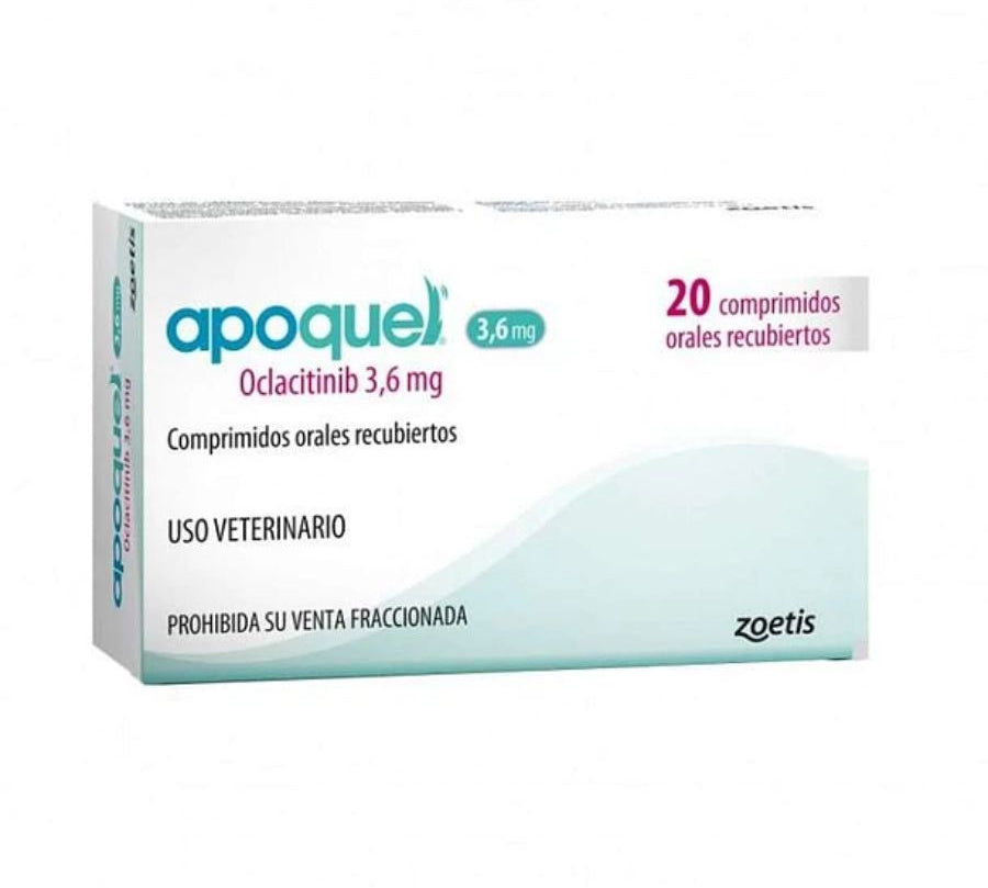 Apoquel 3,6 mg alivia el prurito en perros con rapidez y seguridad. Ideal para dermatitis alérgicas y atópicas, con acción específica y comprimidos masticables.