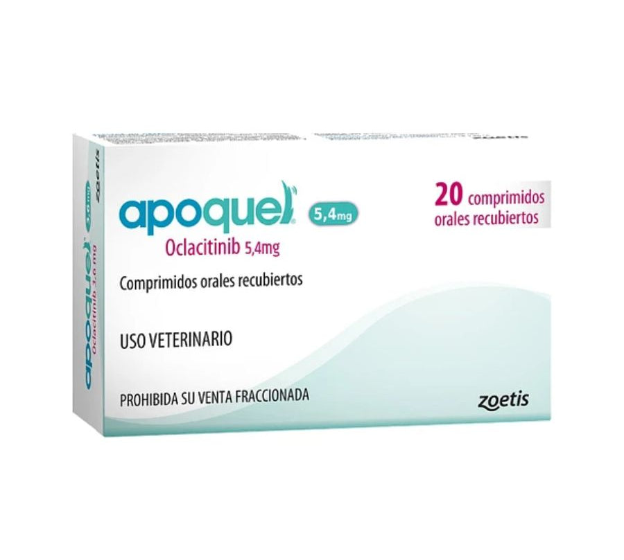 Apoquel 5,4 mg alivia el prurito en perros con rapidez y seguridad. Ideal para dermatitis alérgicas y atópicas, con acción específica y comprimidos masticables.