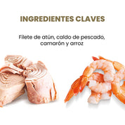 Applaws Lata Filete de Atún con Camarón es un alimento húmedo 100% natural para gatos, rico en proteínas y sin aditivos artificiales.