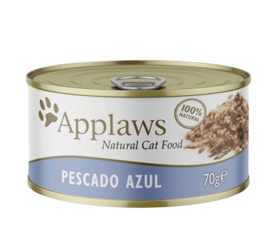 Applaws Lata Pescado Azul es un alimento húmedo natural con caballa y atún, libre de aditivos y rico en proteínas para gatos adultos.