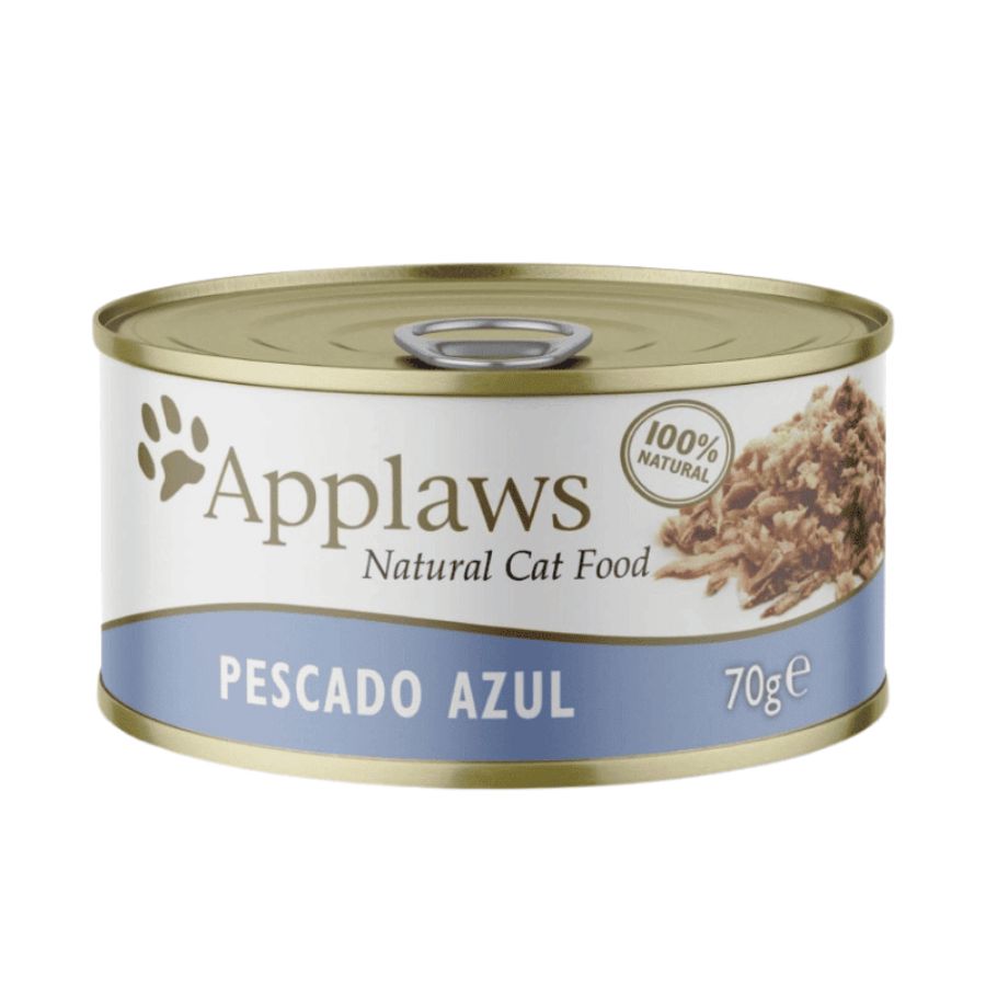 Applaws Lata Pescado Azul es un alimento húmedo natural con caballa y atún, libre de aditivos y rico en proteínas para gatos adultos.