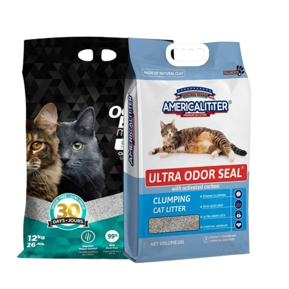 Arena aglutinante premium para gatos, libre de malos olores.