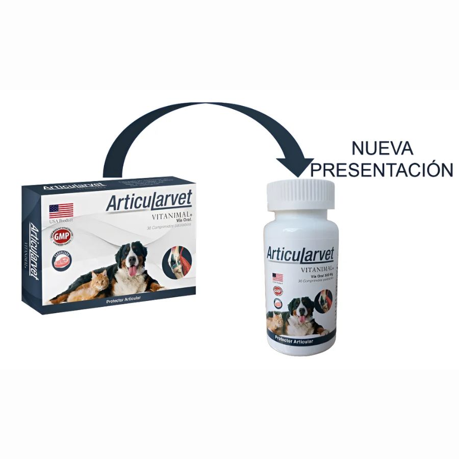 Articularvet 30 Comprimidos , condroprotector natural para perros y gatos. Protege las articulaciones, reduce el dolor y mejora la movilidad. B-Pets