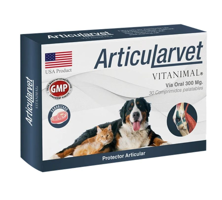 Articularvet 30 Comprimidos , condroprotector natural para perros y gatos. Protege las articulaciones, reduce el dolor y mejora la movilidad. B-Pets