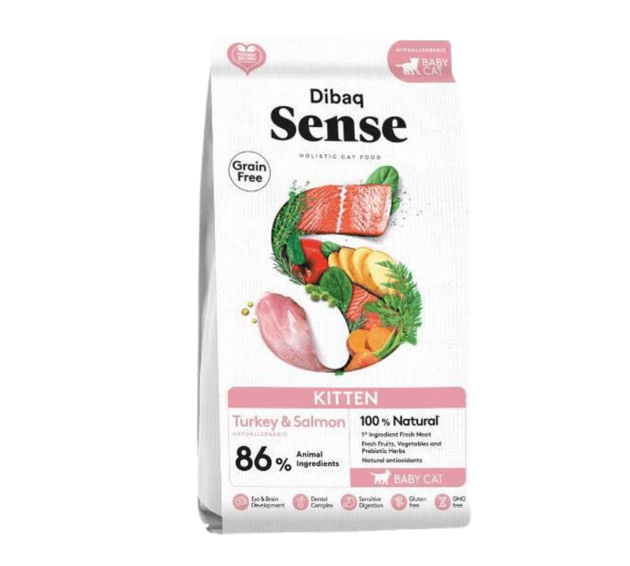 Dibaq Sense Grain Free Kitten Pavo & Salmón 1.5KG: Alimento hipoalergénico para gatitos. 86% de proteína animal, omega 3, antioxidantes y cuidado articular. ¡Cuida a tu gatito desde el primer mes de vida! 🐾