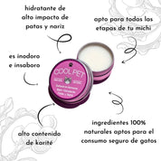 Balm de Karité para Gatos CoolPet 🐱, hidrata y regenera patas y nariz de forma natural. Apto para consumo animal, ideal para pieles sensibles.