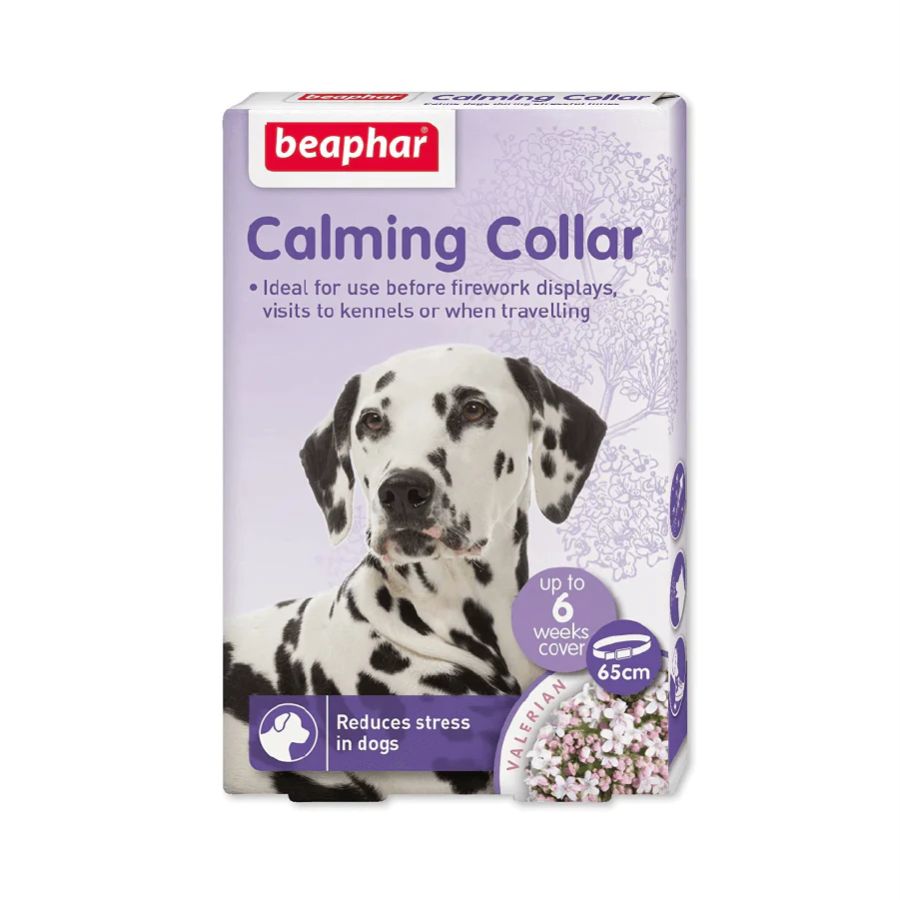 Beaphar Collar Calmante para Perros, con valeriana y lavanda, reduce el estrés y la ansiedad hasta por 6 semanas.