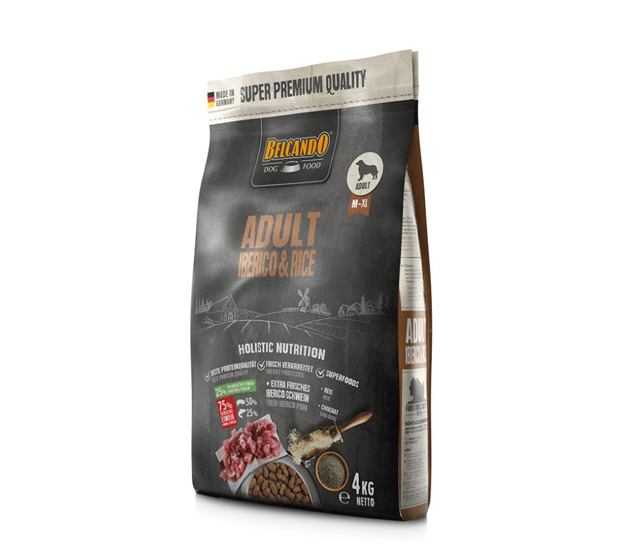 Compra Belcando Adult Cerdo Ibérico y Arroz 4kg para perros adultos. Fórmula premium con cerdo ibérico y arroz, ideal para perros con digestión sensible. ¡Envío a todo Chile!